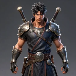 official portrait of a playable fighter for PS4 fighting game, bump mapping, global illumination, incredibly detailed, D&D protagonist, octane render, finished concept art, digital art by Katsuya Terada, trending on Artstation