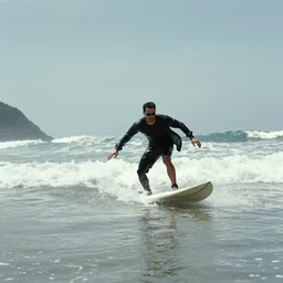 a wide angle movie still from the matrix 1 9 9 9 showing neo surfing at the beach, shot on celluloid with panavision cameras, panavision lenses, 3 5 mm film negative width, anamorphic projection format, critically acclaimed, oscar winning practical effects