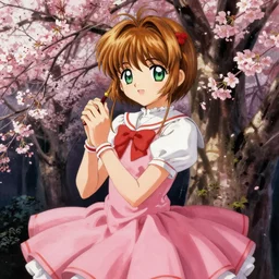 sakura from cardcaptor sakura, fully clothed, painting by eliseu visconti