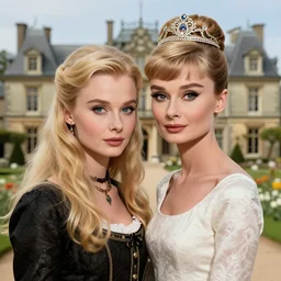 a blonde mix of eastern anya taylor - joy and audry hepburn, tiara, 1 8 th century manor, hyperrealism photorealism, 8 k, hdr, unreal engine 5, octane render, photorealistic, extremely detailed, intricate, in the style of mark ryden, lostfish, earl nore, hyung tae, frank frazetta