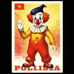 communist clown polish poster style