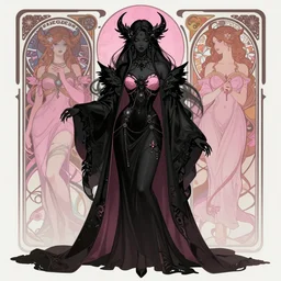a matte painting of a beautiful black pink, dark fantasy, in the style of artgerm and katsushika oi, birket foster and alphonse mucha foster, concept art, high octane, elegant, highly detailed, digital painting, trending on artstation, sharp focus, illustration