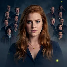 Amy Adams staring into the camera, misty wisps, fireflies, Lilia Alvarado, Sophie Anderson, Mark Arian, Bob Byerley, Charlie Bowater, Mark Brooks, Steve Henderson, Justin Gerard, Arthur Hughes, Edward Robert Hughes, Mark Keathley, Victor Nizovtsev, Carlos Shwabe, Ross Tran, WLOP