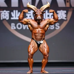 the minotaur at a bodybuilding competition, photo 4 k