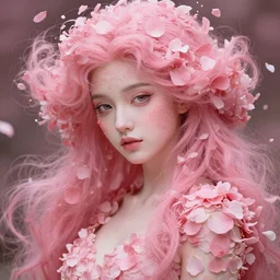 a wonderful goddess with the body made of pink petals, intricate, elegant, highly detailed, wonderful eyes, sweet, digital painting, artstation, concept art, smooth, sharp focus, illustration, art by artgerm and greg rutkowski and alphonse mucha and william - adolphe bouguereau