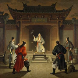 wuxia, dungeon, painting by gaston bussiere, craig mullins, j. c. leyendecker