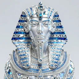 hyper detailed ultra sharp portrait of baroque and bladerunner delicate neon diamond sculpture of seductive albino pharaoh zayn malik, diamond blue sphinx iridescent humanoid deity wearing metallic hoody made out of hands holding the sun prismatic dungeon, glowing blue face, crown of white diamonds, cinematic lighting, photorealistic, octane render 8 k depth of field 3 d