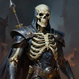 an ultra - realistic portrait painting of skeletor in the style of frank frazetta. 4 k. ultra - realistic. highly detailed. dark fantasy. epic lighting.