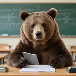 a confused bear in calculus class