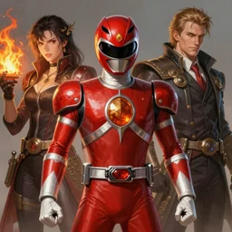 red power ranger, fire emblem, art by artgerm and greg rutkowski and magali villeneuve, portrait, d & d, fantasy, highly detailed, digital painting, trending on artstation, concept art, sharp focus, illustration