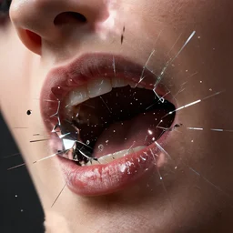 extreme closeup of a hyperrealistic human shattering, macro shot, hyperrealistic, extreme detail, ray tracing, octane render