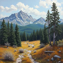 grunge landscape oil painting by bob ross