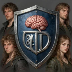 shield with a family crest of a brain, d & d, fantasy, highly detailed, portrait, digital painting, trending on artstation, concept art, sharp focus, illustration, art by artgerm and anato finnstark and greg rutkowski and magali villeneuve