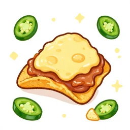 cute adobe illustration nachos with cheese and jalapeno illustrations, white background, drawing, cartoon, in the style of shyama golden