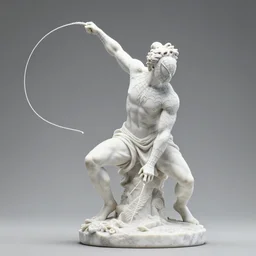 spiderman greek marble statue, web sling, marble statue, white highly detailed