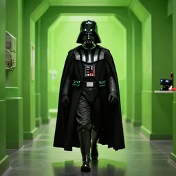 darth vader walking through a lime green house, still of darth vader in star wars, 4 k