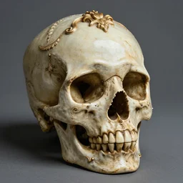 a beautiful portrait of a ornate and intricate rococo skull