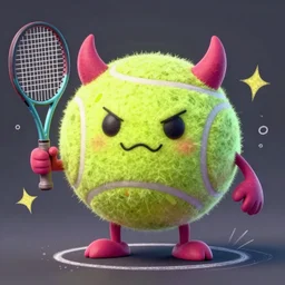 a tennis ball monsters, devil colorful, digital art, fantasy, magic, chalk, trending on artstation, ultra detailed, professional illustration by basil gogos