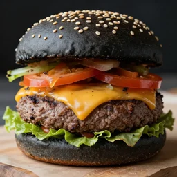 black hamburger, photo, detailed, 4k
