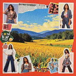 a beautiful aesthetic!!! pop art collage! landscape, made in a magazine clipping collage style, cutout, clippings of a fashion magazine, made by a depressed art student