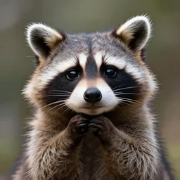 a artsy portrait of a cute anthropomorphic raccoon dreaming about a better world, f 2. 0, leica, highly detailed, bokeh, soft lighting, trending on artstation, perfect face, elegant, geometrical, human like