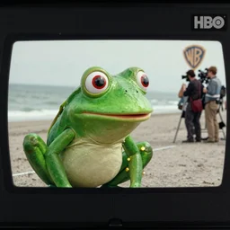 pepe frog film still of film by denis villeneuve, long shot, filming, high quality, hd, 4 k, vhs, cinematic, warner, hbo, cinema frame, screenshot