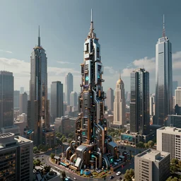photo of a futuristic city made of electronic components by hr giger and zdzislaw beksinski. Very detailed 8k. Unreal engine 5 render with nanite, global illustration and path tracing. Cinematic post processing.