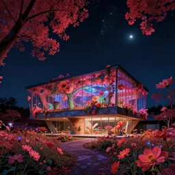 architecture by odile decq, nature studio ghibli infrared nightsky nightvision flowers otherworldly alien, archdaily, wallpaper, highly detailed, trending on artstation.