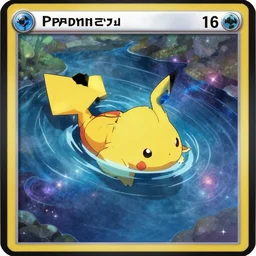 digital art tcg style wooper pokemon swimming in a river made up of galaxies