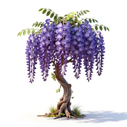fierce wisteria, stylized pixar-style 3d render, full body, isolated on a pure white background, centered, entire subject in frame, sharp focus, soft studio lighting