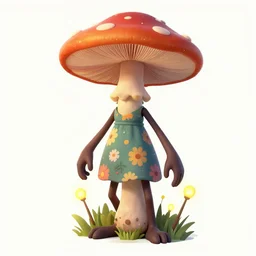 a dark skinned anthro fungal mushroom with long arms and long legs wearing a floral dress, fireflies, vivid colours, ultra realistic,, cg society contest winner, behance contest winner, artstation, 4 k uhd art, unreal engine 5