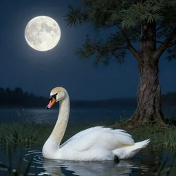 a mutant that is a quarter swan, a quarter moon, quarter man, and quarter tree