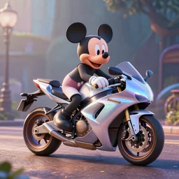 🏍, disney, pixar, 8 k, hd, dof, kodak film, volumetric lighting, subsurface scattering, iridescent, photorealistic, octane render