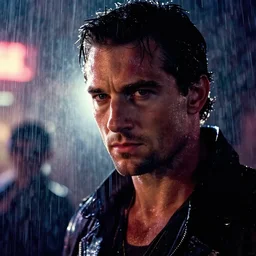 closeup headshot of seductive henry cavill in the rain, bladerunner, backlit, night club, futurepunk, gta v, pinup, nagel, arney freytag, dark moody, cinematic, greg rutkowski, octane!