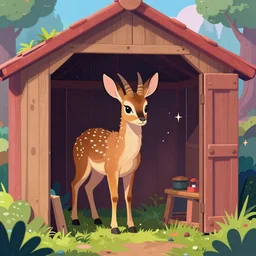 a dik dik monster in a shed colorful, digital art, fantasy, magic, trending on artstation, ultra detailed, professional illustration by Basil Gogos