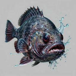 portrait of humanoid angler fish, horrific eyes, splashed of water, evil, intense, an ultrafine hyperdetailed illustration by kim jung gi, irakli nadar, sharp focus, bright colors, destiny 2, fantasy, d & d, epic monster, unreal engine 5, global illumination, radiant light