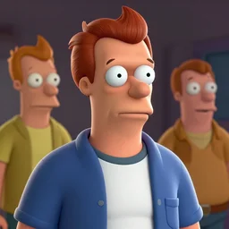 hyper realistic anime portrait of phillip j. fry from futurama under studio lighting by matt groening and david hagemann | detailed, hd, cgi, realistic, photorealistic, subsurface scattering, volumetric lighting, global illumination, microdisplacement, micro detail
