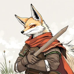 manga art of an anthropomorphic medieval fox, half - tone, trending on pixiv, by kohei horikoshi