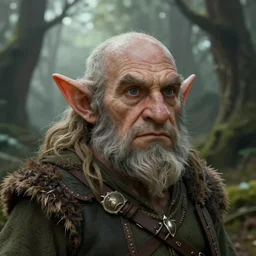 a close - up headshot illustration portrait of an dwarf druid standing in deep old misty forest, d & d character portrait, pathfinder, 4 k, art by tim hildebrandt and frank frazetta and gerald brom