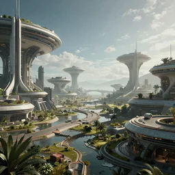 a futuristic landscape in the year 3000, ultra detailed, unreal engine 5, 8k