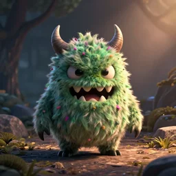 Menacing cute little monster trying to be scary digital art by greg rutkowsky