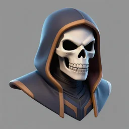 hooded skull, with mortal kombat subzero style facemask, stylized stl, 3 d render, activision blizzard style, hearthstone style, crash bandicoot artstyle