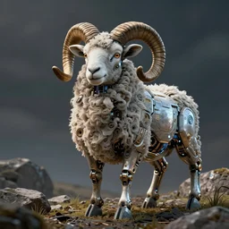 ram sheep robot, intricate, futuristic, ultra realistic, hyper detailed, cinematic, digital art