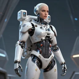 epic professional digital art of female starship android, cyborg, astronaut, by leesha hannigan, iris van herpen, artstation, cgsociety, wlop, epic, much wow, much detail, gorgeous, detailed, masterpiece