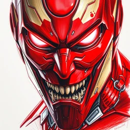 a sketch of shenron as iron man | venom movie, blood red color | ~ ~ cinematic ~ ~ lighting | award - winning | closeup portrait | by donato giancola and mandy jurgens and charlie bowater | featured on artstation | pencil sketch | sci - fi alien