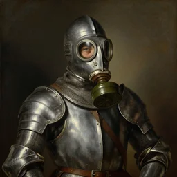 portrait painting of a medieval knight soldier wearing gas mask by George Stubbs, zdzisław beksiński, renaissance painting, oil painting, old master