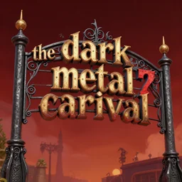 3d sculpt of an arched ironwork sign for a circus called 'the dark metal carnival', red dead redemption2, las vegas, artstaton, digital illustration