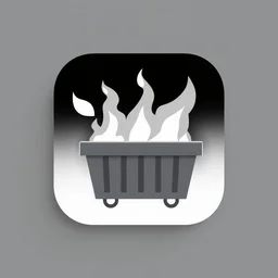 flat monochrome app icon of a dumpster on fire