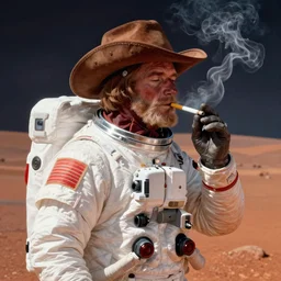 redneck astronaut smoking a cigarette on mars detailed, cinematic photo, artstation