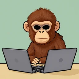 bored ape with laptop